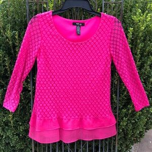 STYLE & Co. Hot Pink Long Sleeved Lace top Size 0P